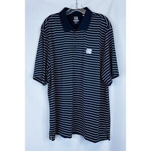 Men's Cutter & Buck UNC TARHEELS Polo Shirt 2XL Navy White Stripe Golf Travel